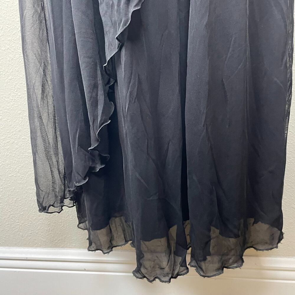 Y2K Goth Whimsigoth Intrigue Black Sequin Babydoll Prom Dress Juniors Size 7 Tie - Picture 6 of 9